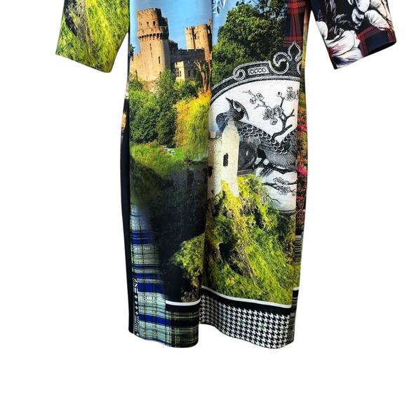 Clover Canyon Ashford Castle Dress Medium Neoprene Short Sleeve Bodycon Mini - Picture 12 of 14